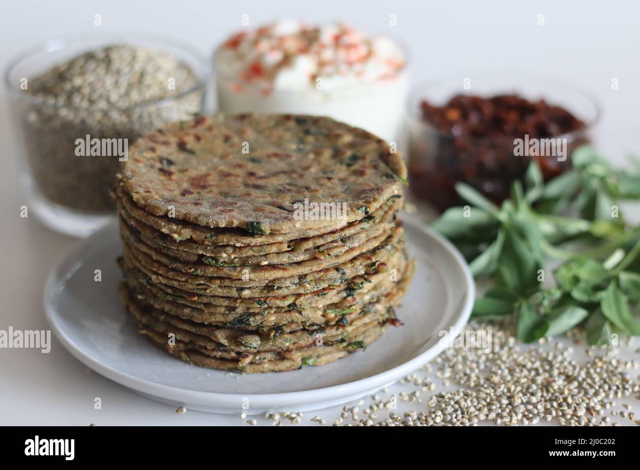 Bajra methi thepla. Indian flat bread made of pearl millet flour