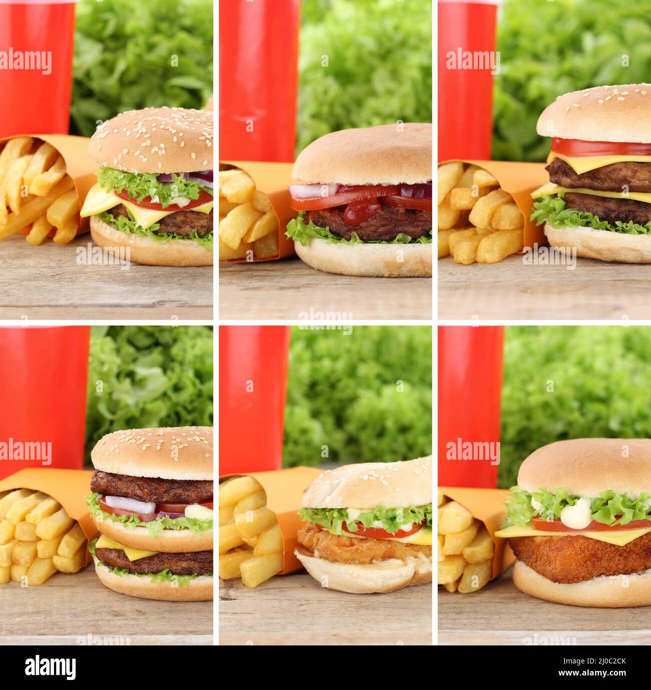 Hamburger Collection Collage Cheeseburger Menu Menu Fast Food Fries