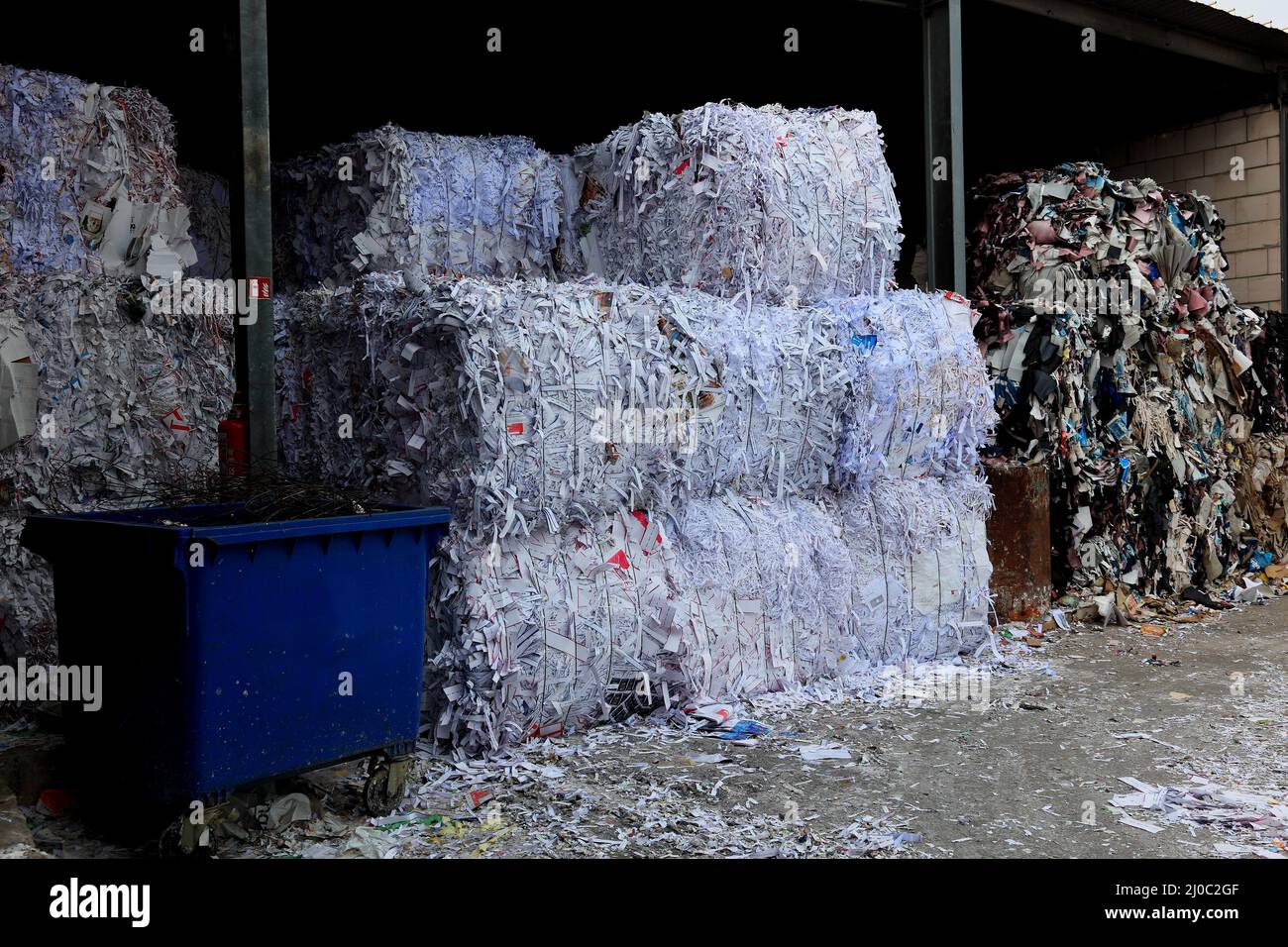 geschreddertes Altpapier zum Recycling  /  Shredded waste paper for recycling Stock Photo