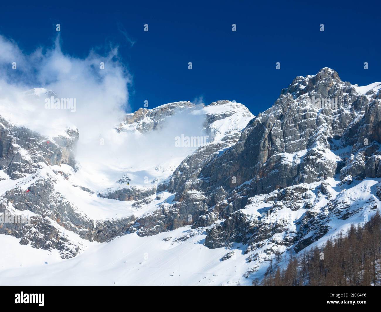 The snowy winter panorama of the Dachstein Alps. The Dachstein is the ...