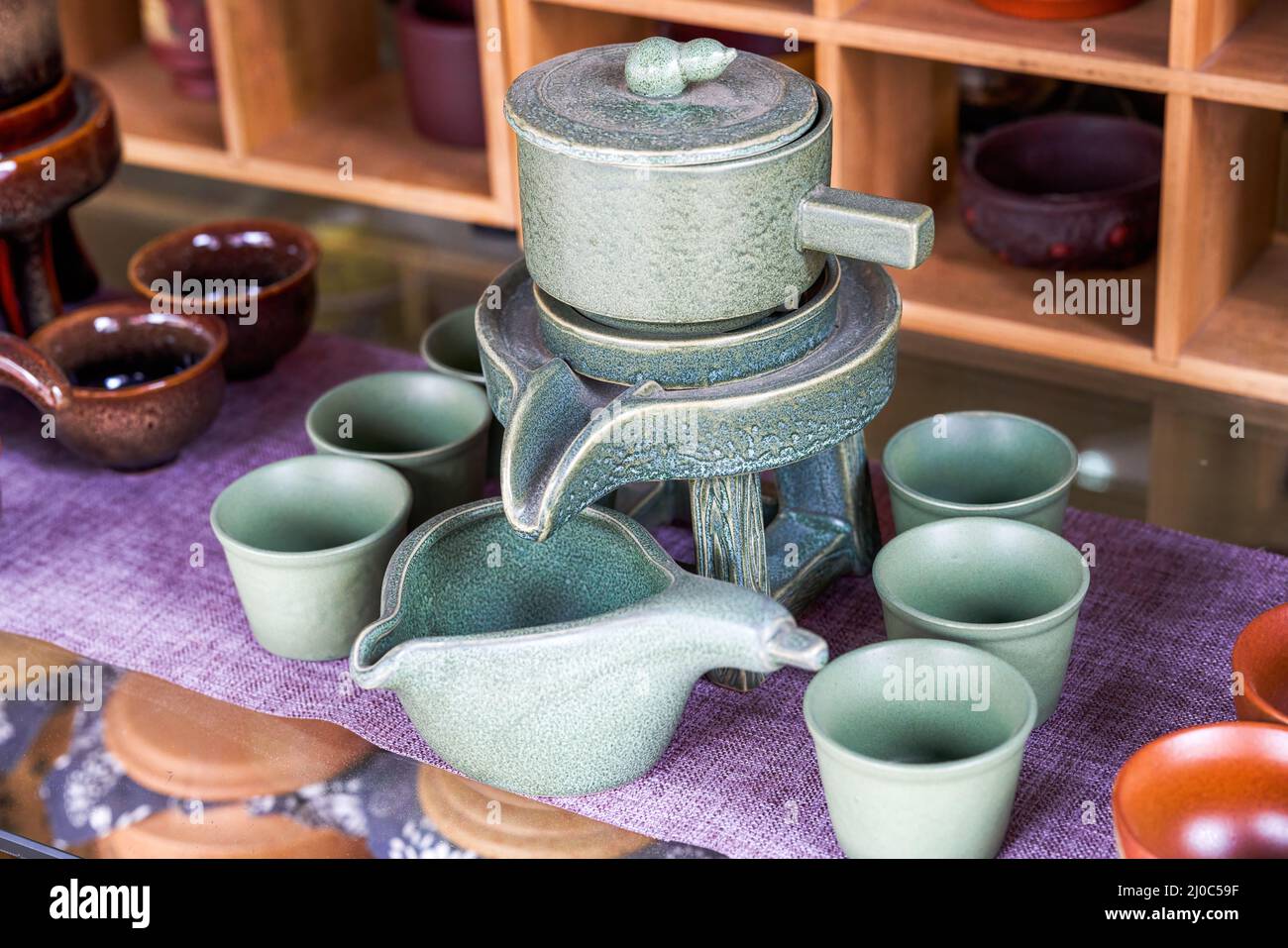 Closeup of a complete set of traditional Chinese tea set Stock Photo ...