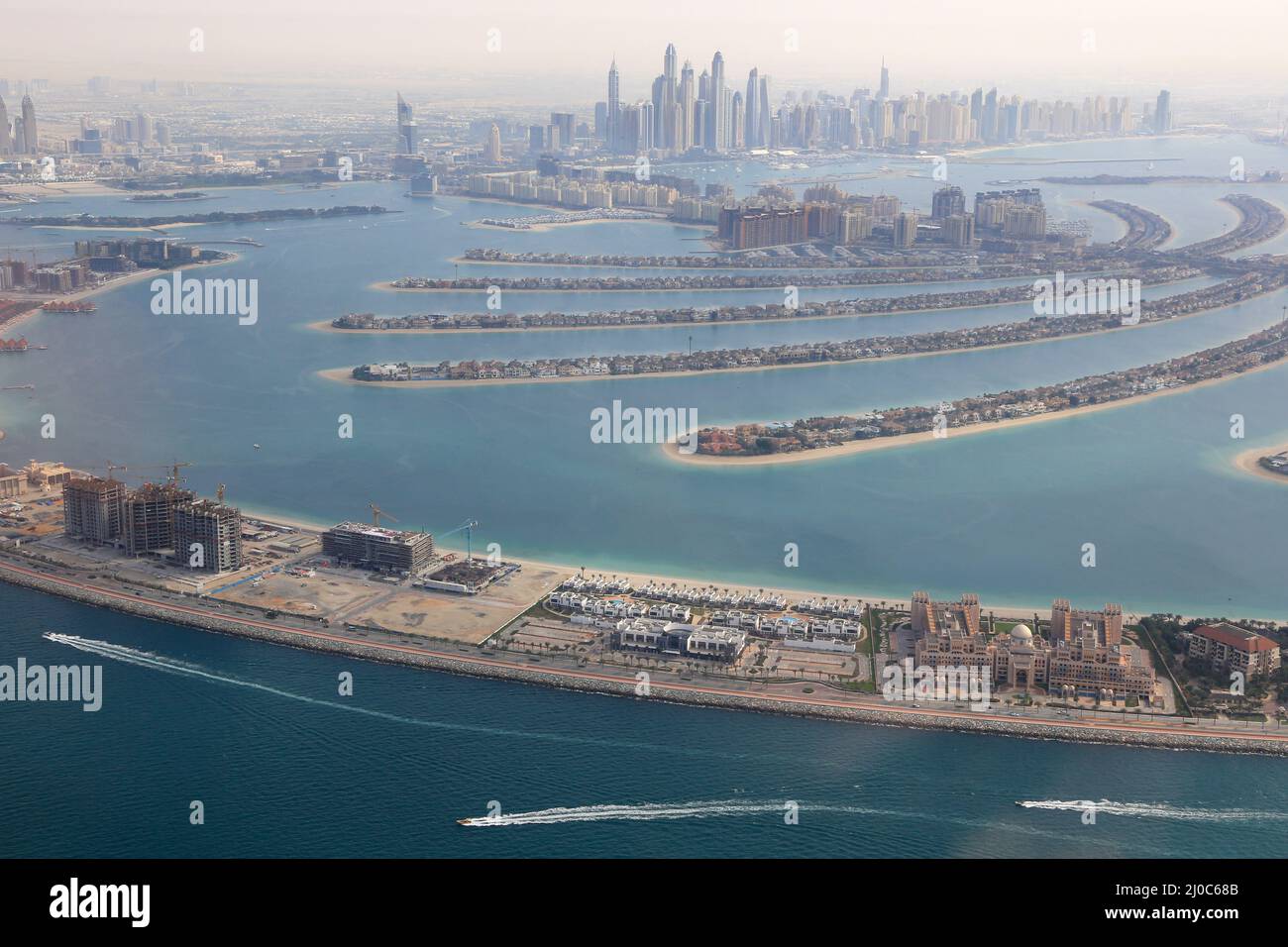Dubai The Palm Jumeirah Palm Island Marina aerial view aerial photo Stock Photo