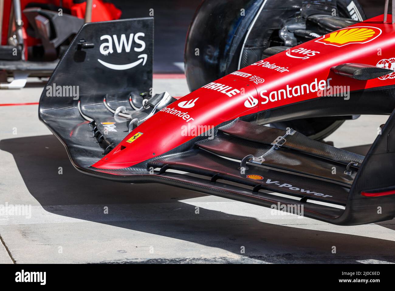 Scuderia Ferrari F175, mechanical detail of the front wing during the Formula 1 Gulf Air