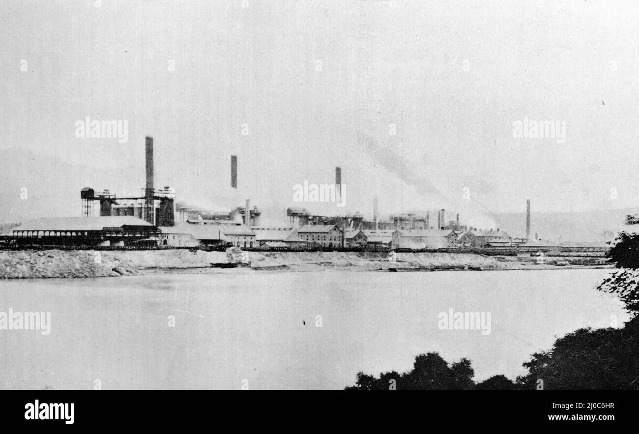 The Edgar Thomson Blast Furnaces at Pittsburgh, pennsylvania. Black and white photograph taken circa 1890s Stock Photo