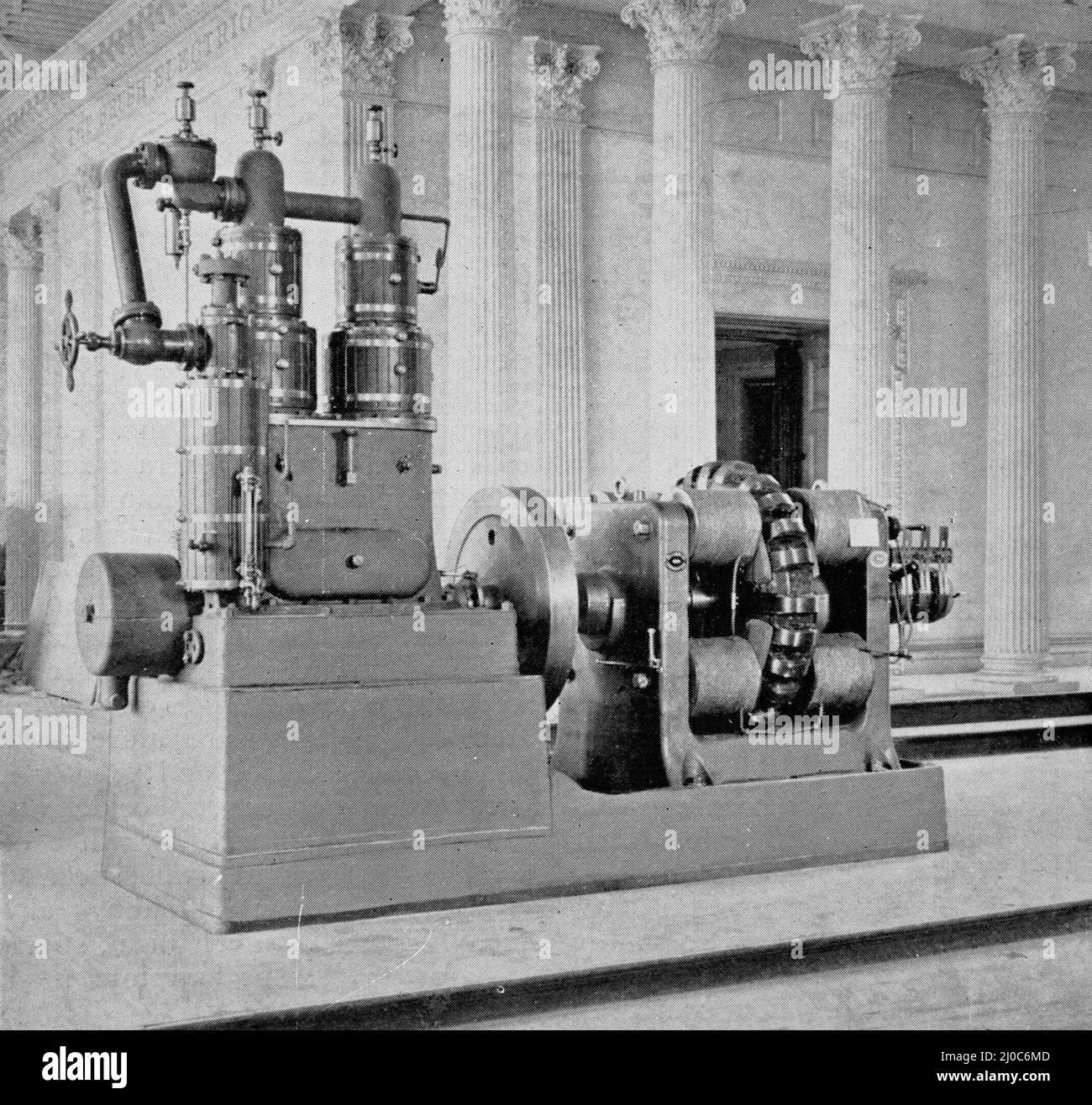 The Willans Engine at the Chicago Fair, 1893. Black and white photograph. Stock Photo