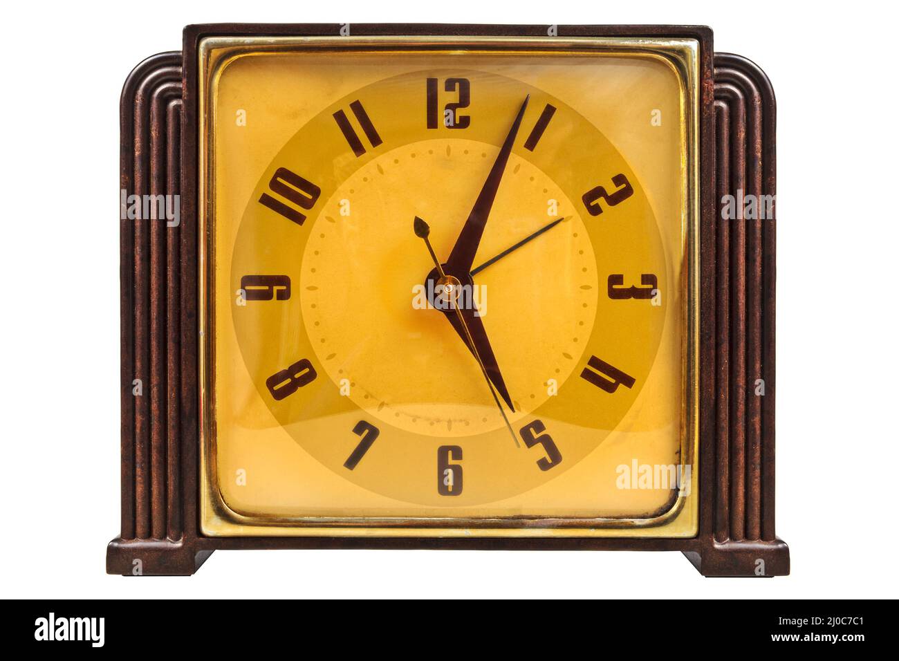 Bakelite art deco pendulum clock isolated on a white background Stock Photo