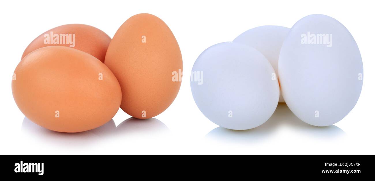 Brown and white white eggs clipping isolated Stock Photo