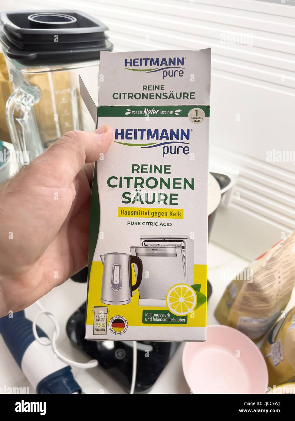 Karlsruhe, Germany Mar 13, 2022 Closeup of male hand holding