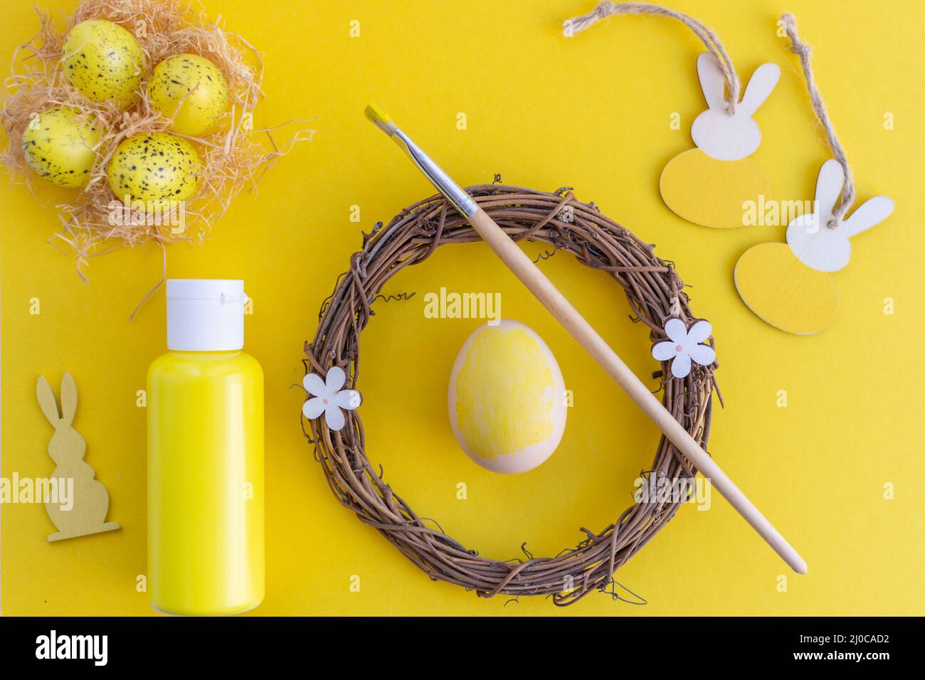 Spring and easter decorations handmade craft Stock Photo