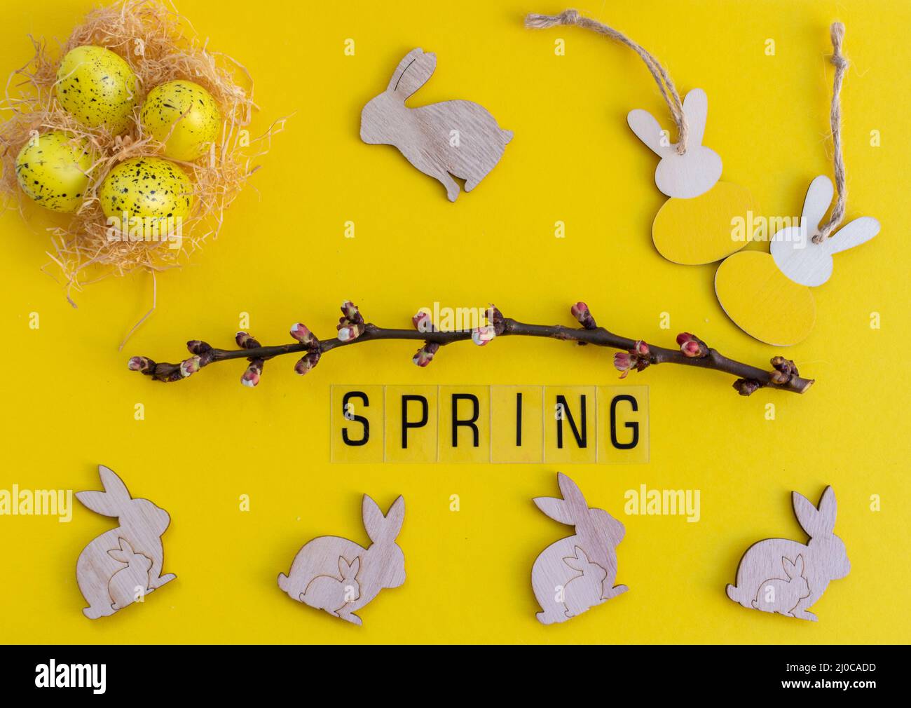 Spring and easter decorations handmade craft Stock Photo