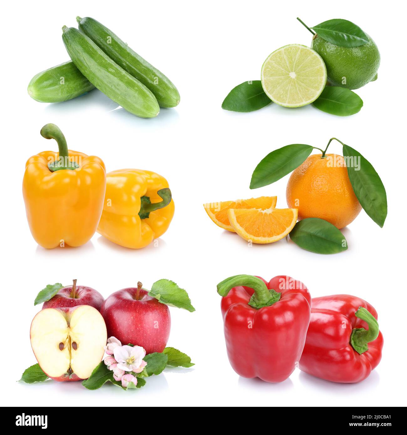 Fruits and vegetables fruits colors fresh collage clippings Stock Photo
