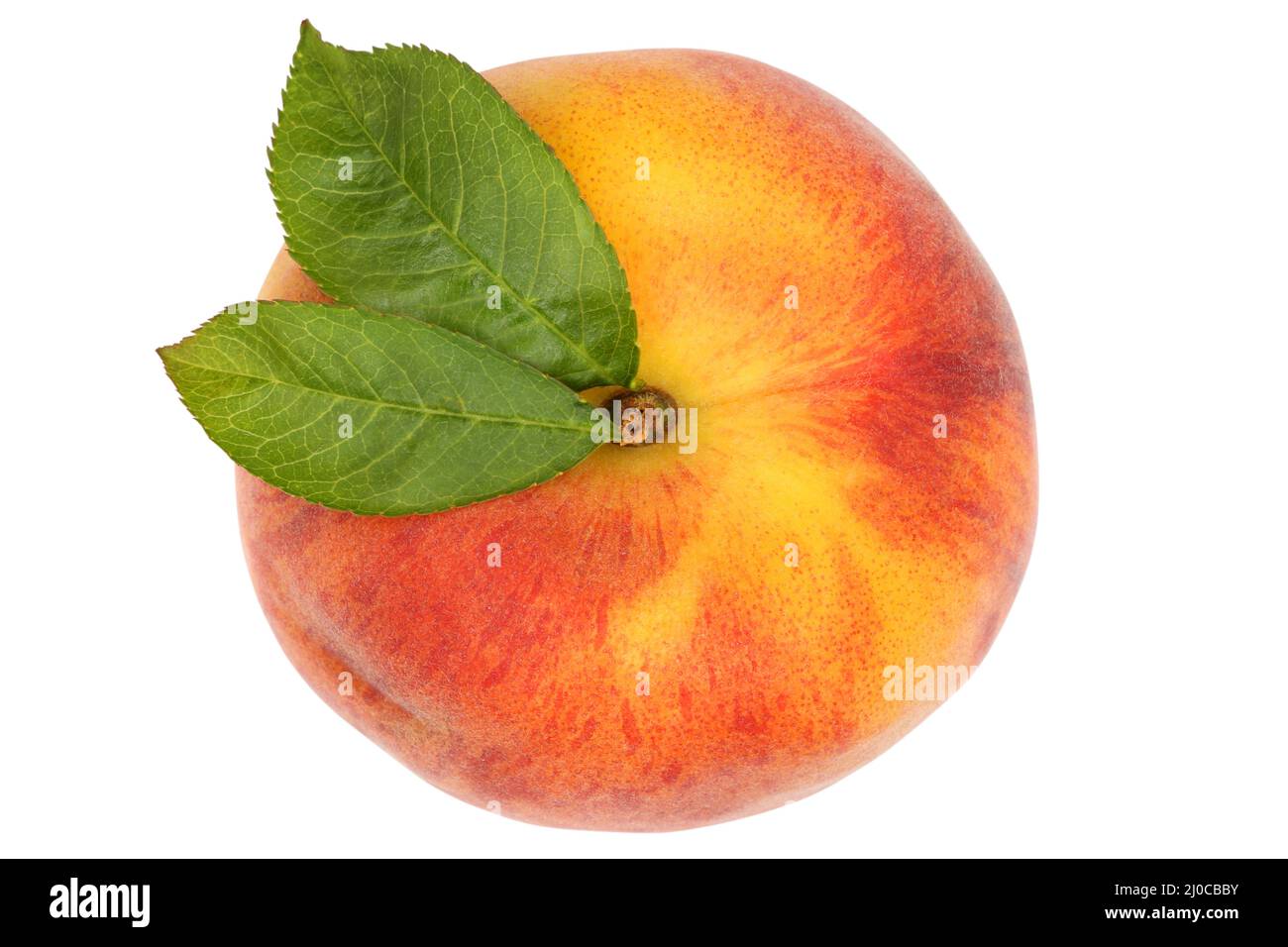 Peach fruit from above clipping isolated Stock Photo