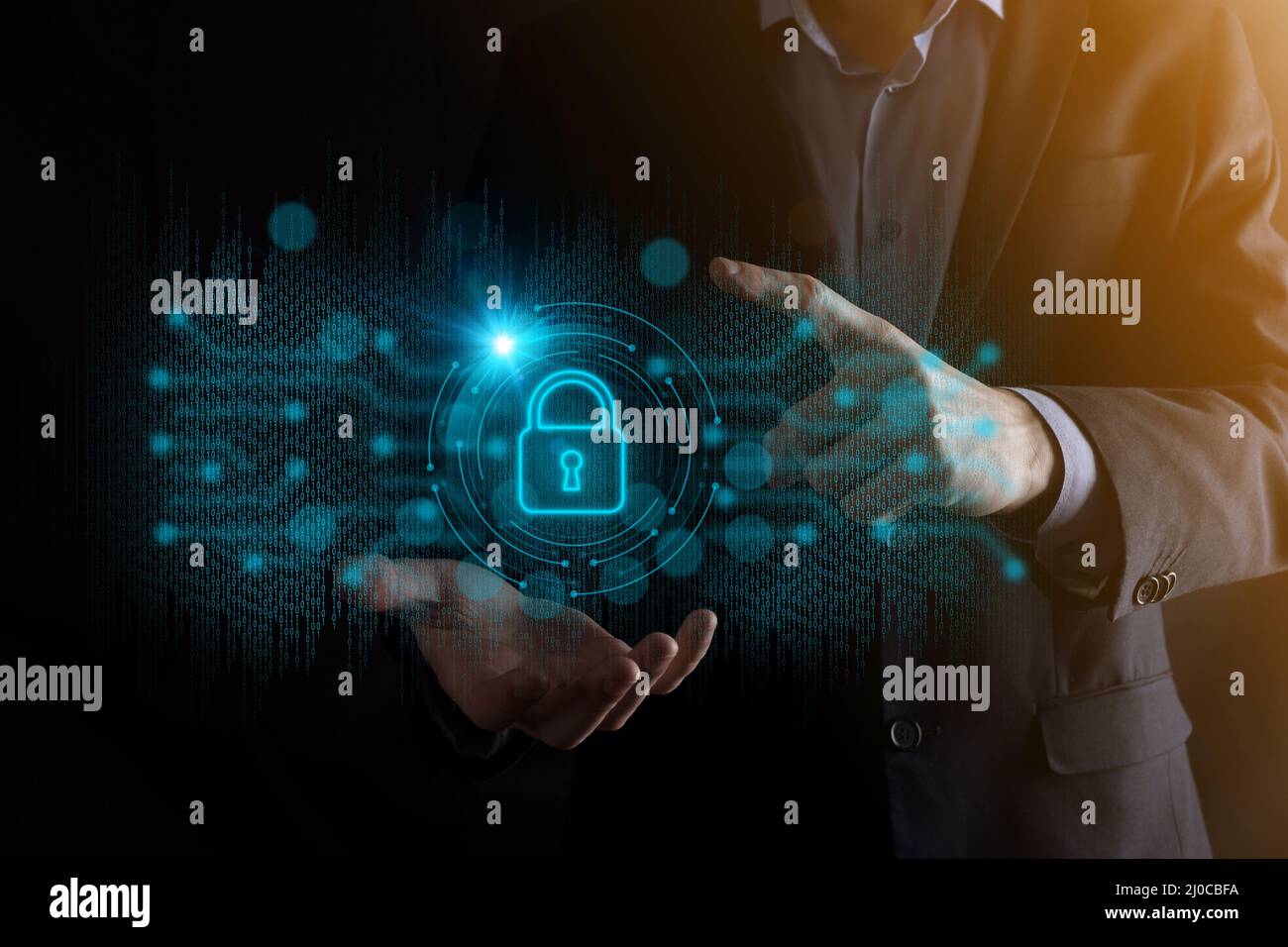 Cyber security network. Padlock icon and internet technology networking ...
