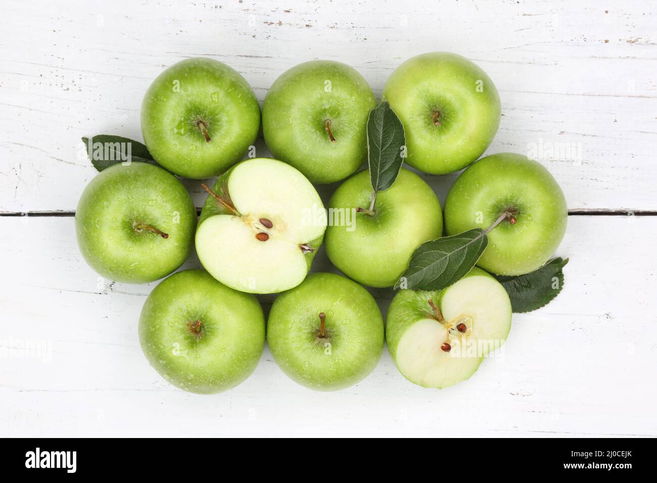 Apples apple green fruit fruit from above Stock Photo