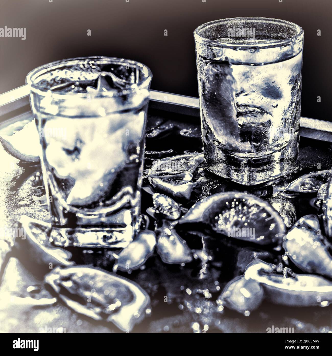 Closeup vodka , Gin, tonic, tequila Stock Photo Alamy