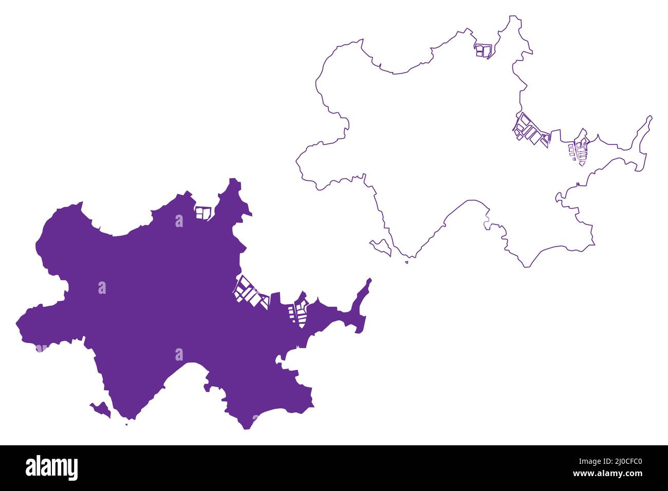 Hakata island (Japan, East Asia, Japanese archipelago) map vector
