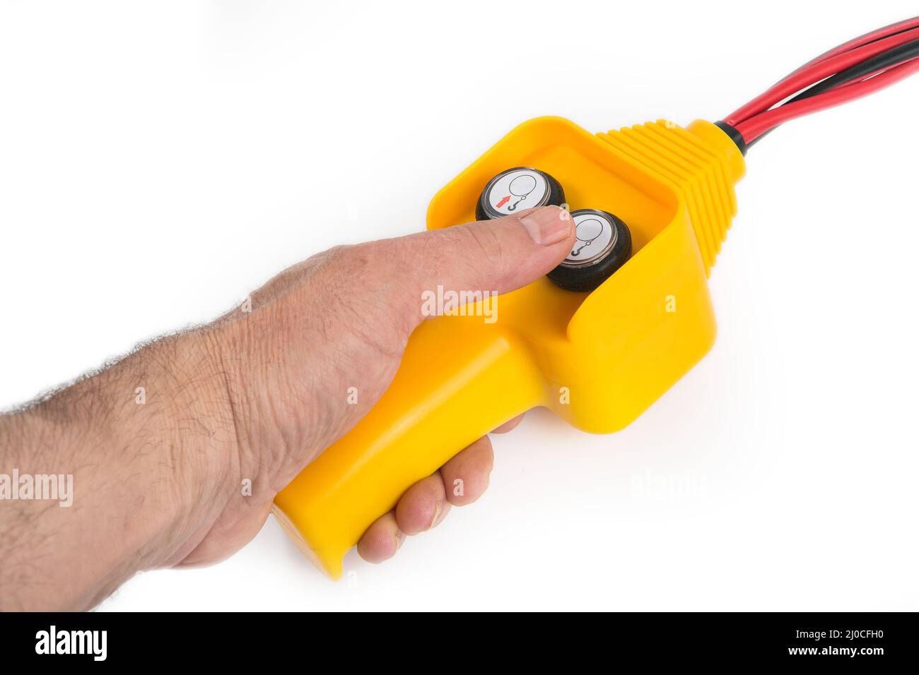 Remote control in a man hand Stock Photo