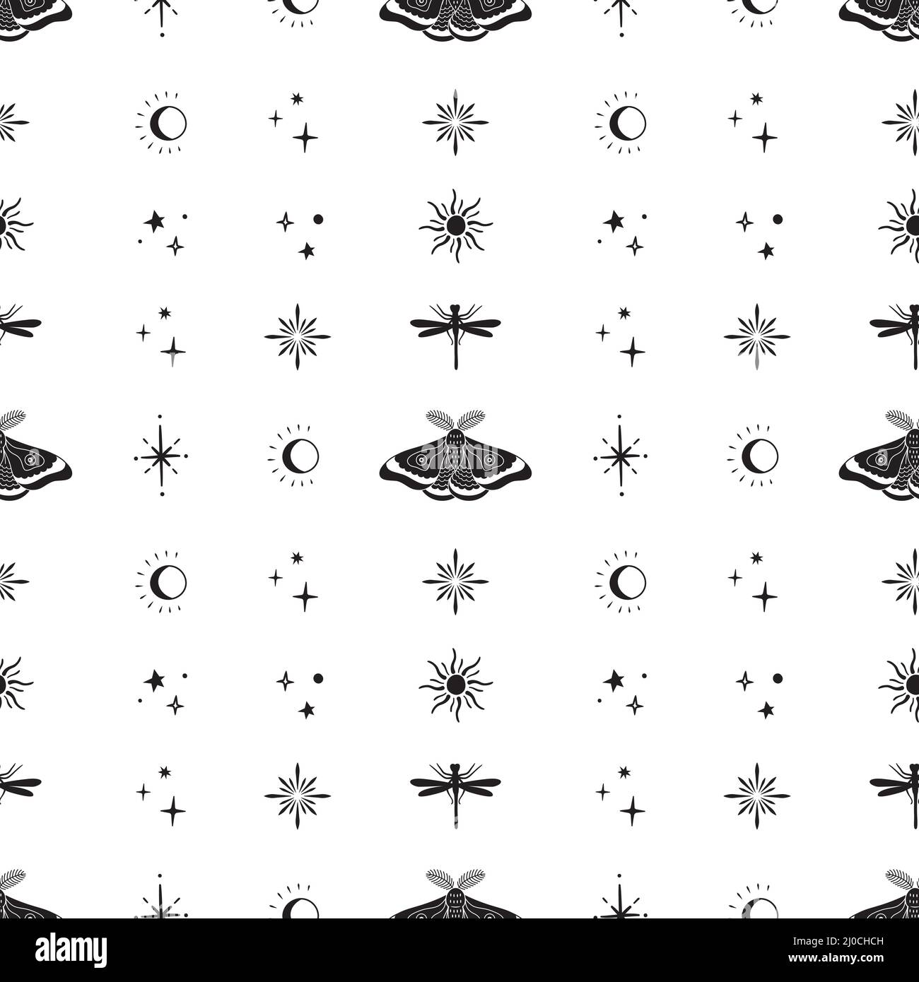 Seamless Pattern with Hand Drawn Doodle Line Art Celestial Bodies and Magic  Items. Spiritual Mystic Repeat Texture Stock Vector - Illustration of  mystic, boho: 224071756