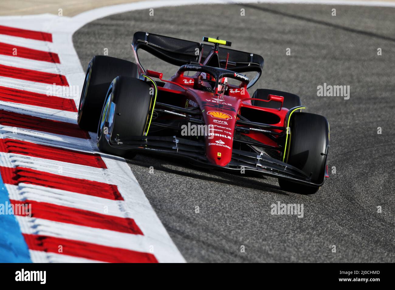 Sakhir, Bahrain. 18th Mar, 2022. Carlos Sainz Jr (ESP) Ferrari F1-75.  Bahrain Grand Prix, Friday 18th March 2022. Sakhir, Bahrain.Credit: James  Moy/Alamy Live News Credit: James Moy/Alamy Live News Stock Photo -