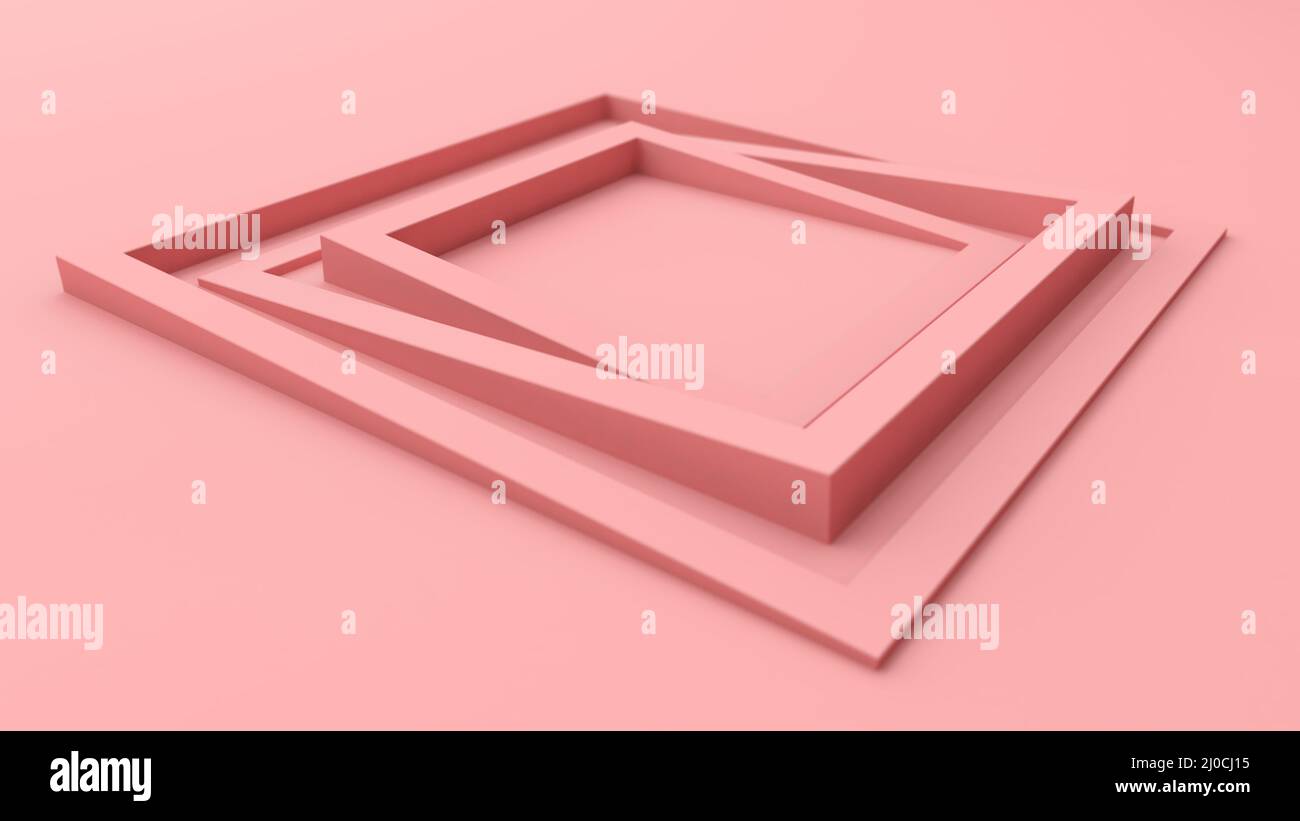 Pink 3d angled frames, 3d illustration Stock Photo