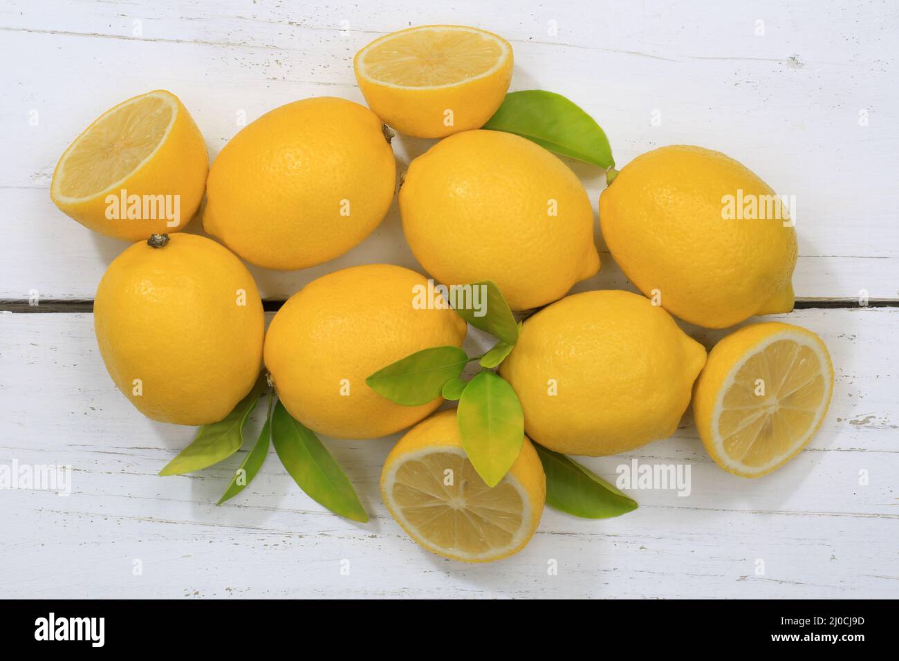 Lemon lemons fruits from above Stock Photo