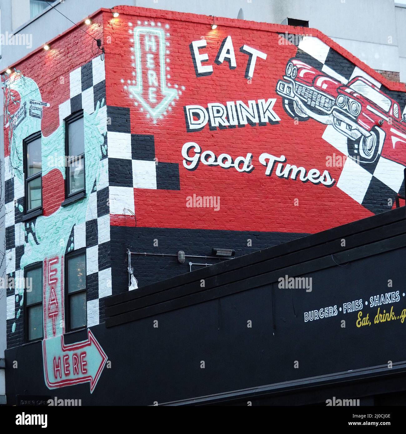 American Diner street art, Camden High Street, Camden Stock Photo