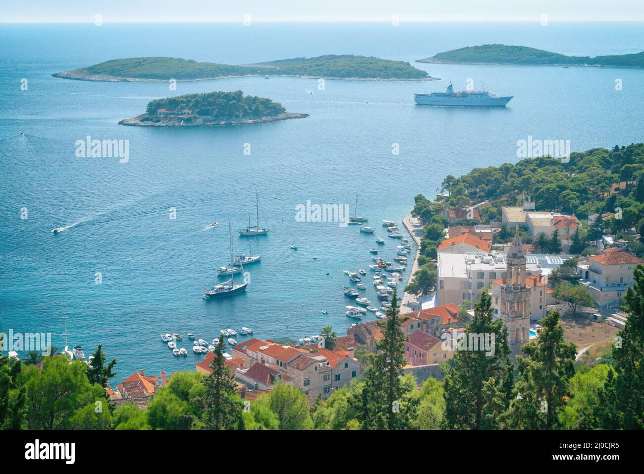 View of the Hvar town, Hvar island, Dalmatia, Croatia Stock Photo