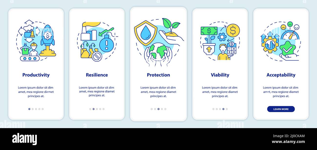 Sustainable land management objectives onboarding mobile app screen ...