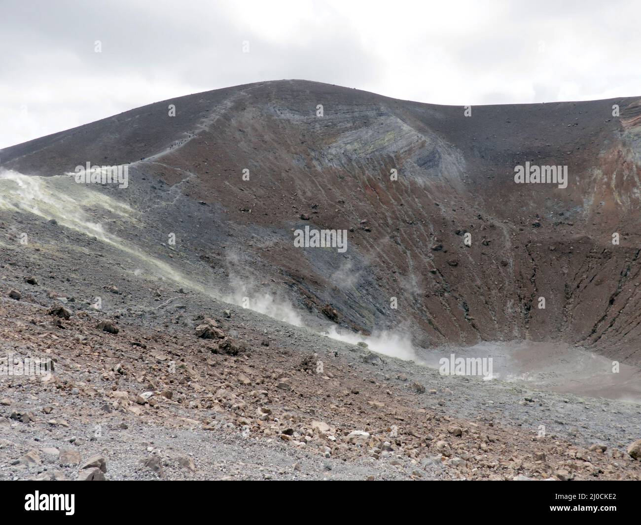 Fumaroles and the great crater of Vulcano, Aeolian Islands, Italy Stock Photo