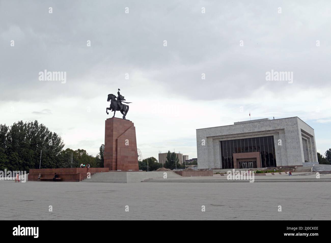 Monument to Manas the Great in front of the national museum, Bishkek, Kyrgyzstan Stock Photo