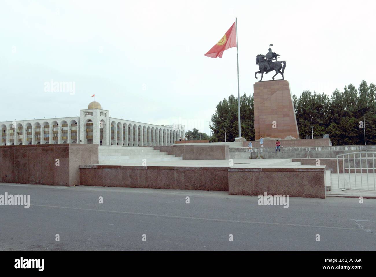Monument to the hero of the national epic Manas the Great, Bishkek, Kyrgyzstan Stock Photo