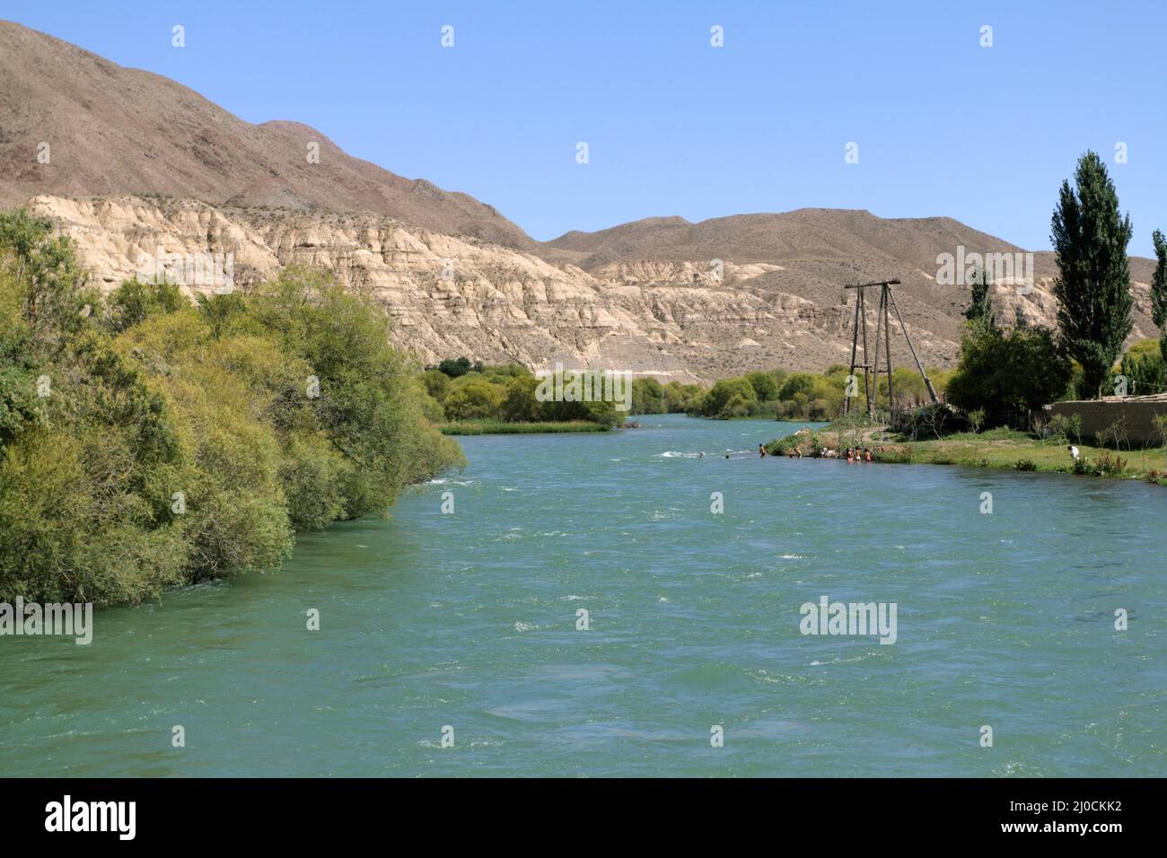 River Chuy (TschÃ¼i) at Tokmak, Kyrgyzstan Stock Photo