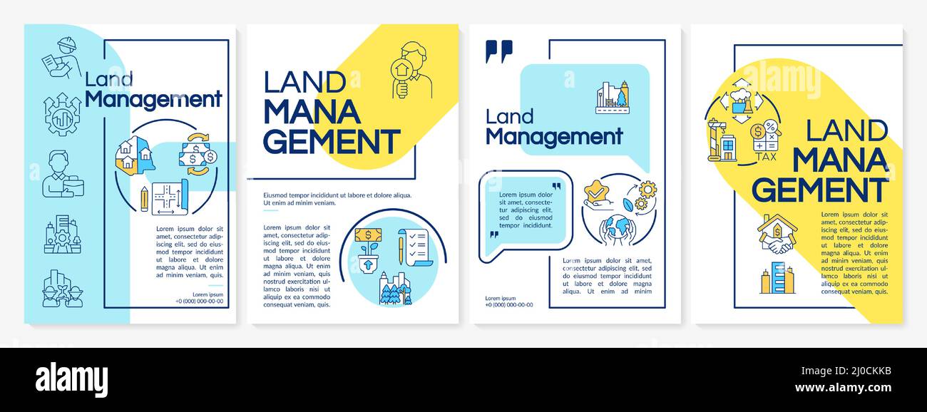 Sustainable land management blue and yellow brochure template Stock ...