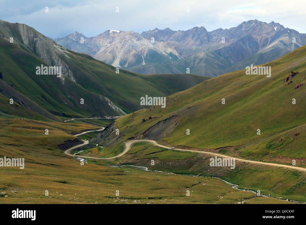 Kalmak Ashuu Pass (3446 m) at Lake Song Kul, Central Kyrgyzstan Stock Photo