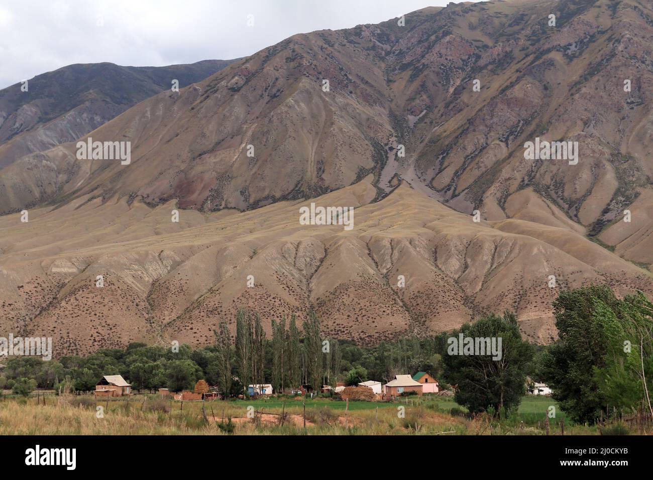 Village Kyzyl Oi, KÃ¶komeren Valley, Cental Kyrgyzstan Stock Photo