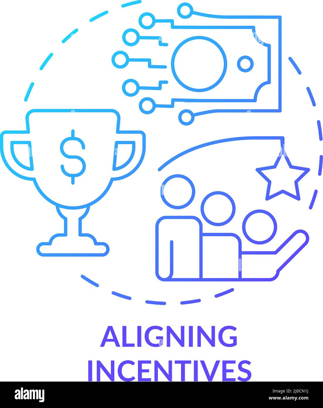 Aligning incentives blue gradient concept icon Stock Vector