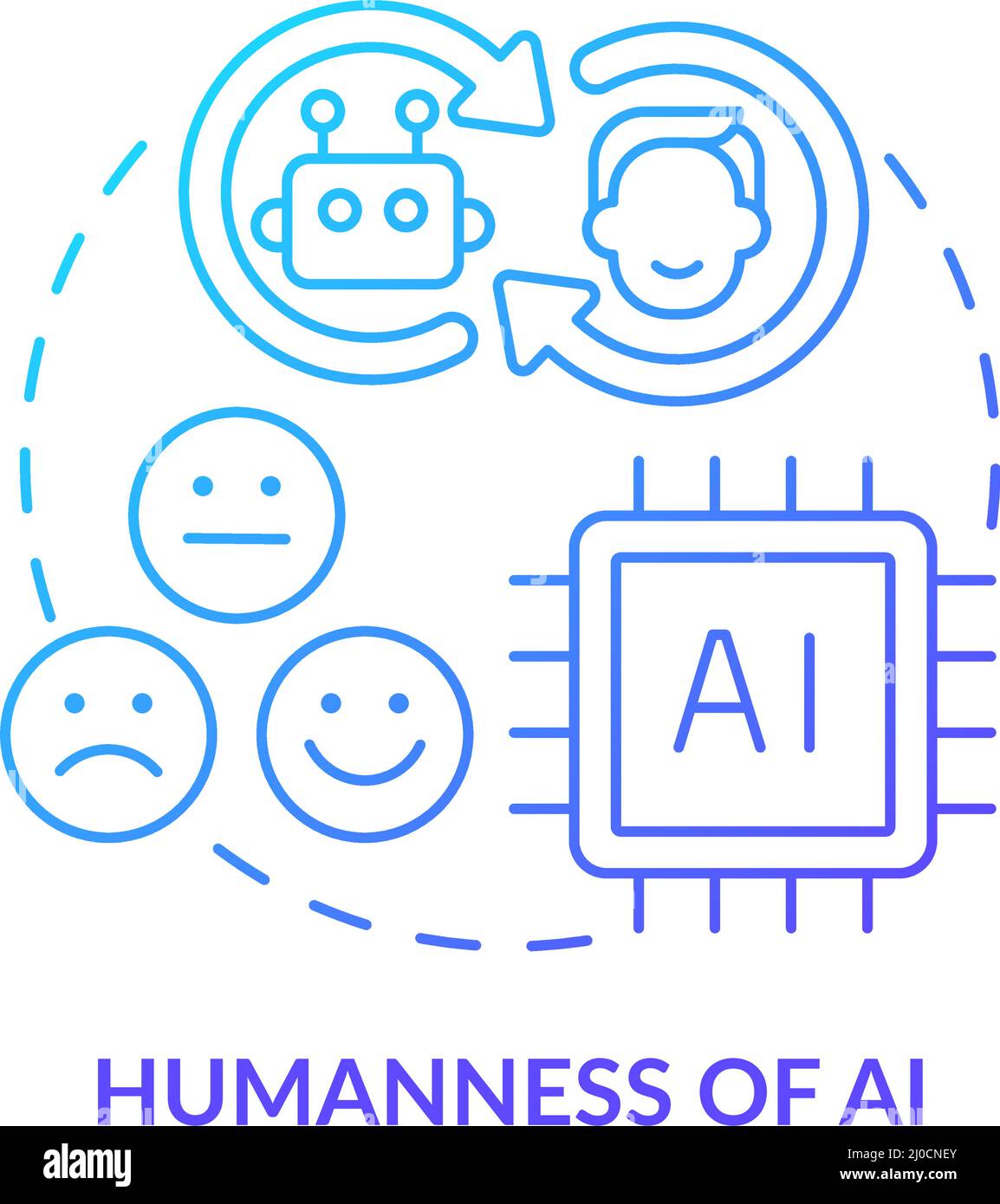 Humanness of AI blue gradient concept icon Stock Vector