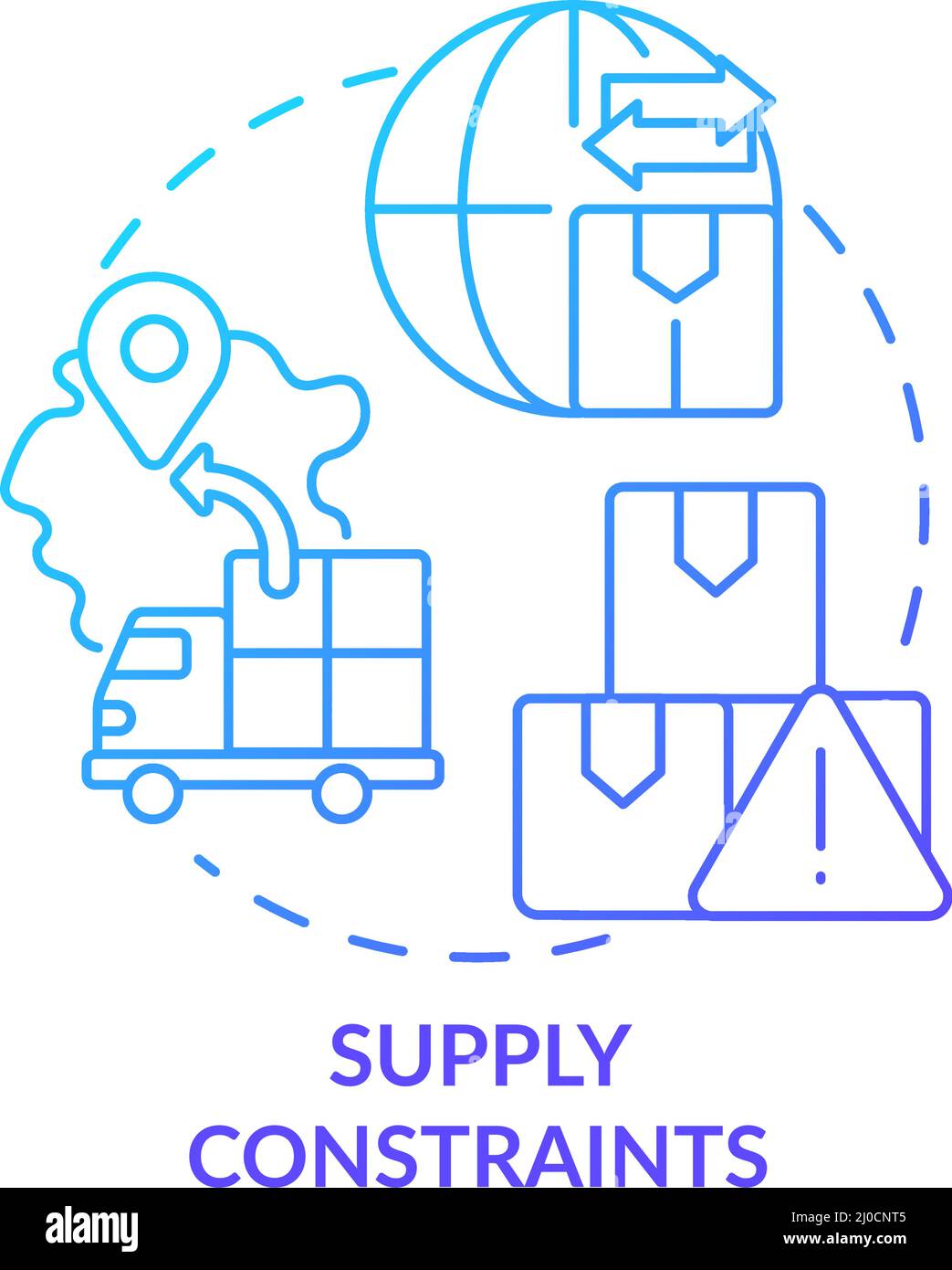 Supply constraints blue gradient concept icon Stock Vector