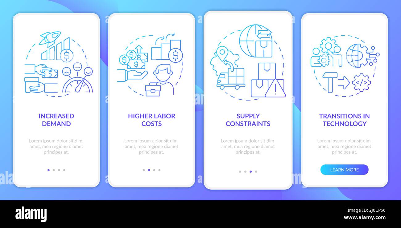 Macro trends in economy blue gradient onboarding mobile app screen ...
