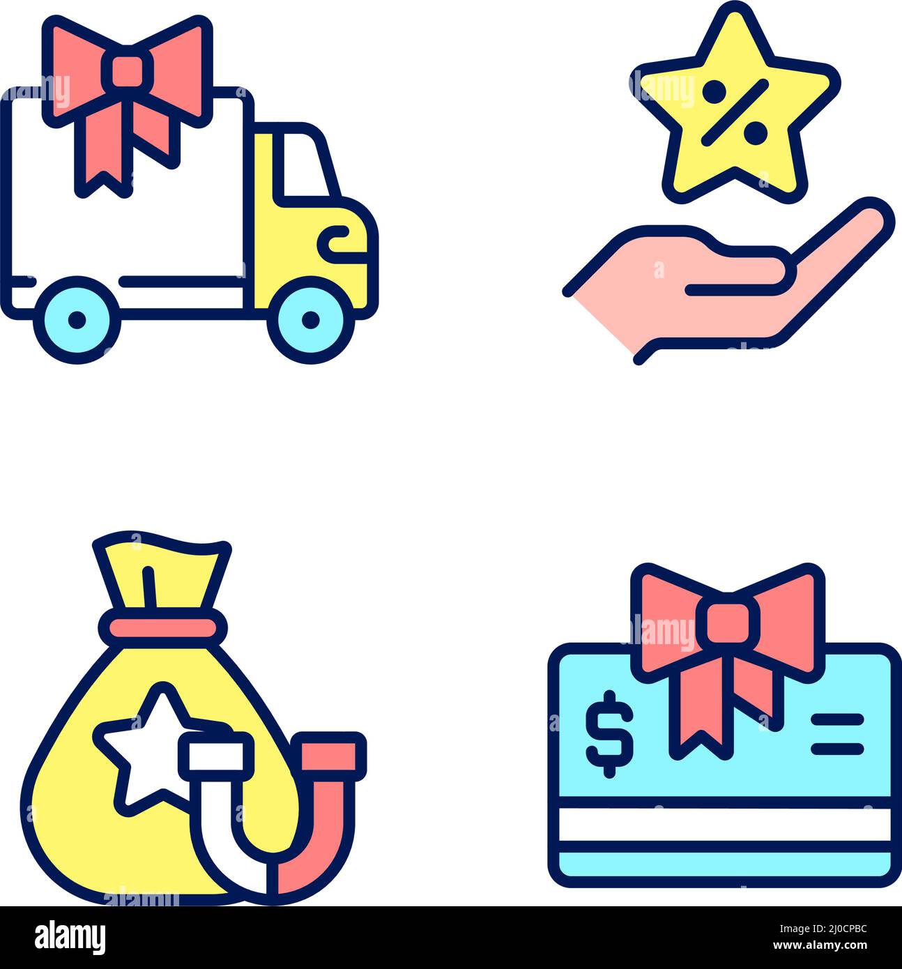 Ecommerce marketing pixel perfect RGB color icons set Stock Vector ...