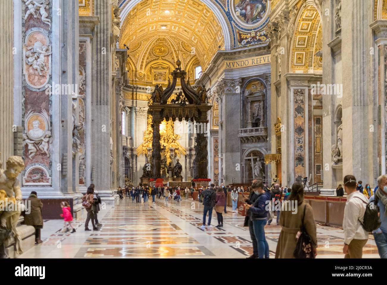 The impressive structure of the inside of St. Peter's Basilica, Vatican, Italy Stock Photo