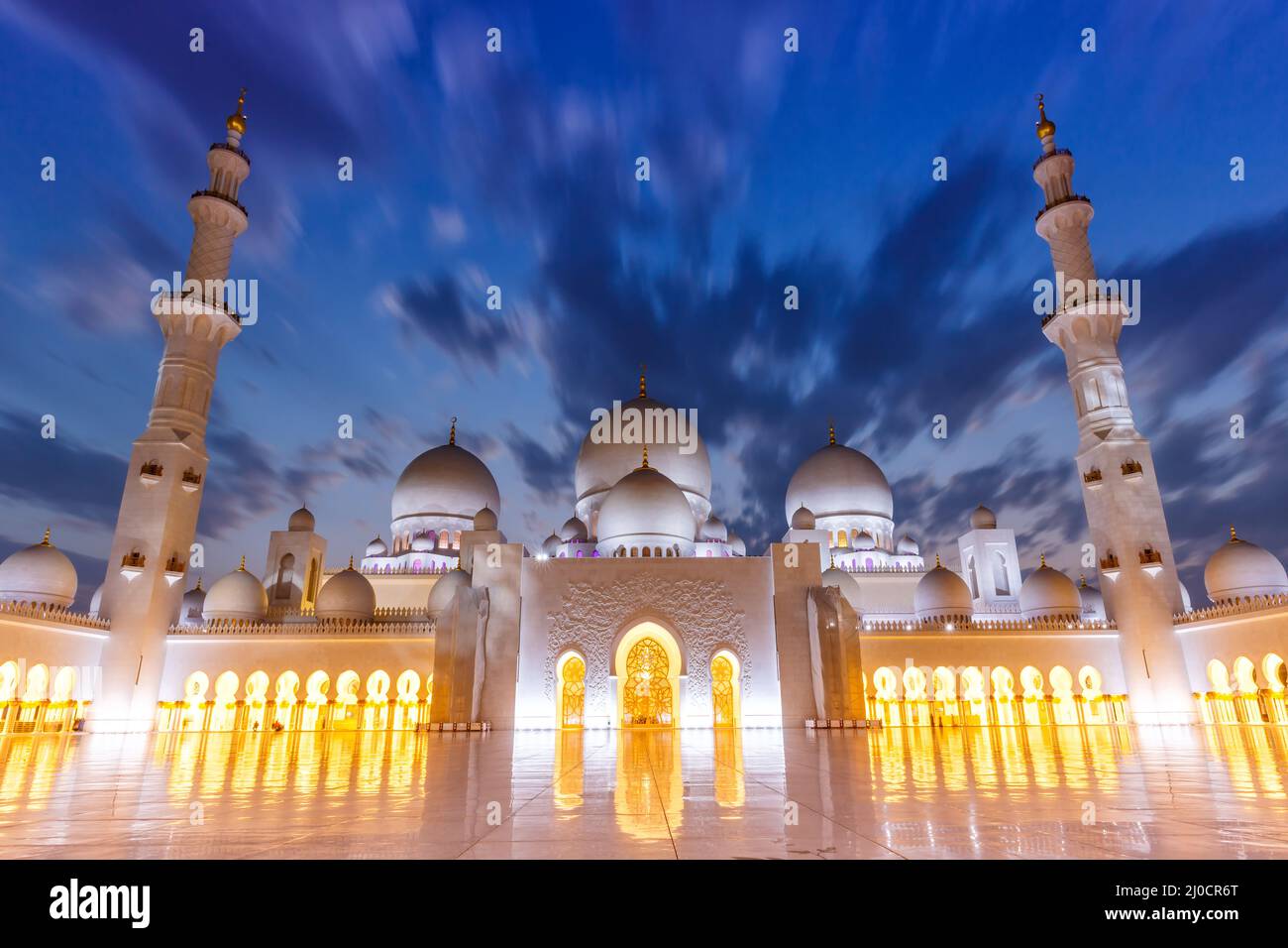 Abu Dhabi Sheikh Sheikh Zayed Great Mosque Blue Hour Minarets United ...