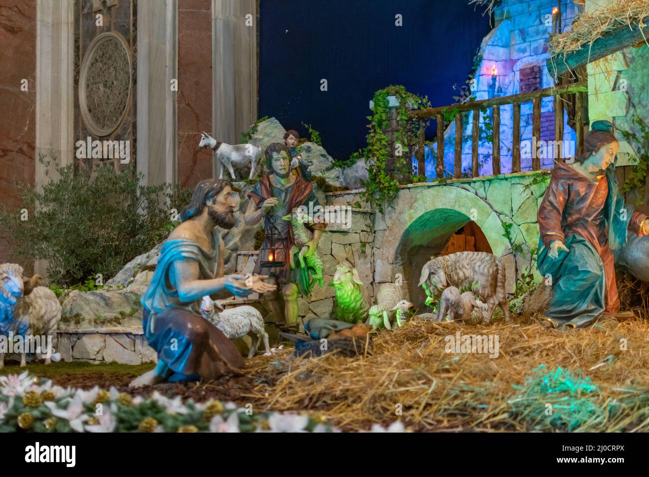 The Presepio Inside St. Peter's Cathedral for Christmas, Vatican, Italy Stock Photo