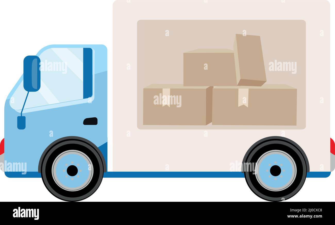 Vehicle for packages delivery semi flat color vector object Stock Vector