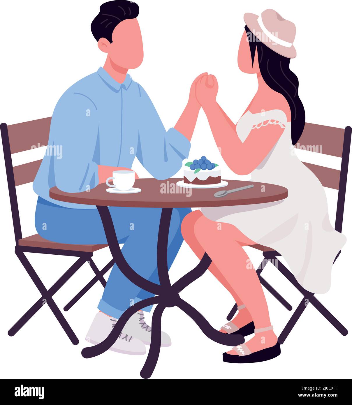 Couple in love holding hands semi flat color vector characters Stock ...