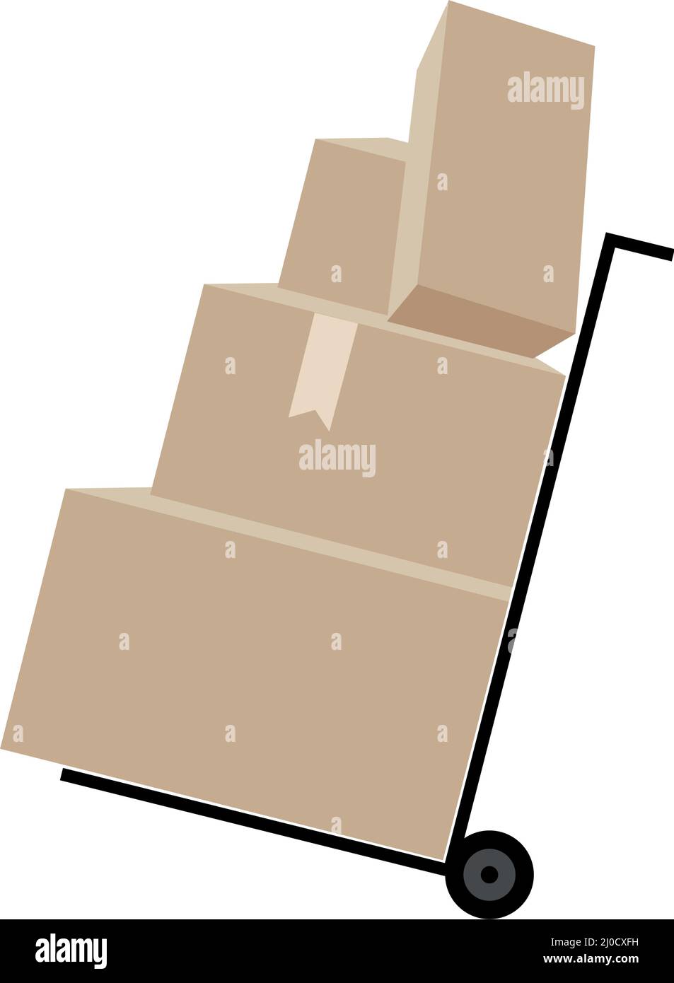 Trolley with parcels semi flat color vector object Stock Vector