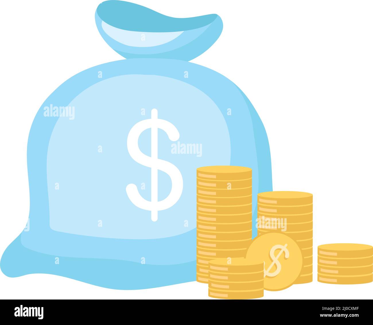 Blue bag with money semi flat color vector object Stock Vector