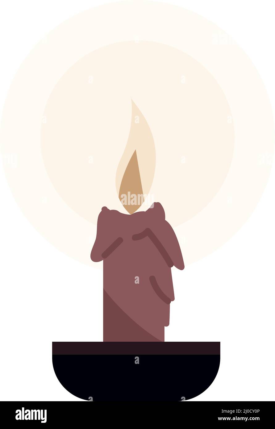 Melting brown candle semi flat color vector object Stock Vector