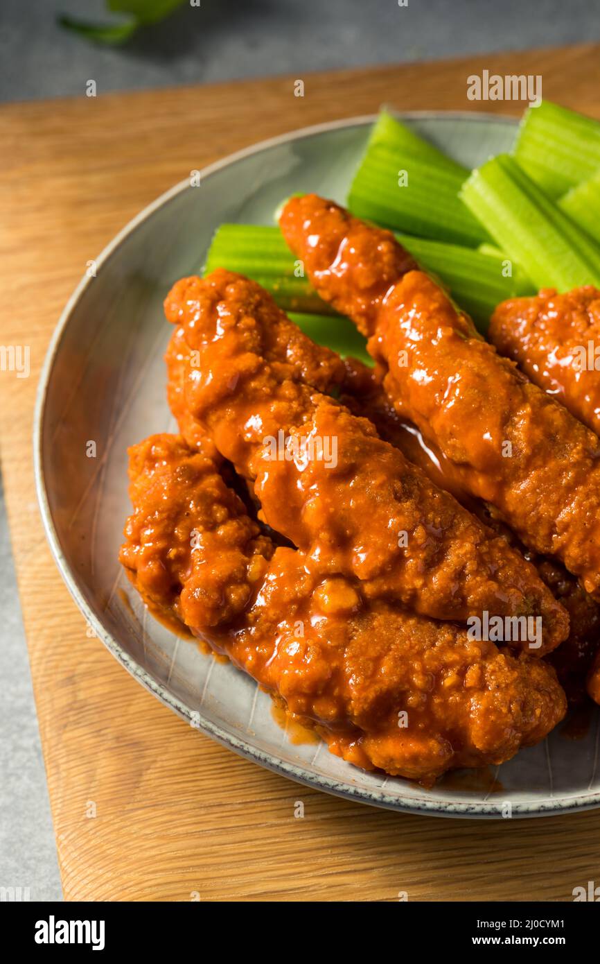 Homemade Buffalo Chicken Tenders with Celery and Blue Cheese Stock