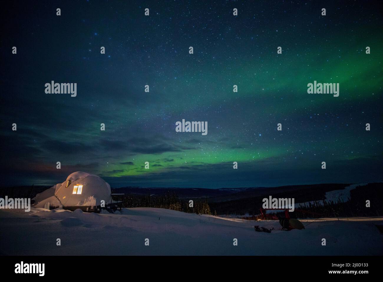 Northern Lights, Aurora, Borealis Basecamp, Fairbanks, Alaska Stock